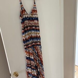 Veronica M Blue and Brown Tie-Dye Maxi Dress